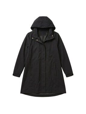 NWOT | Black Mid-Length Hooded Performance Spring Jacket Gold Hardware | XL